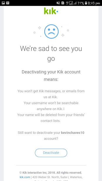 How to deactivate kik account