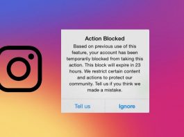 Action blocked on instagram